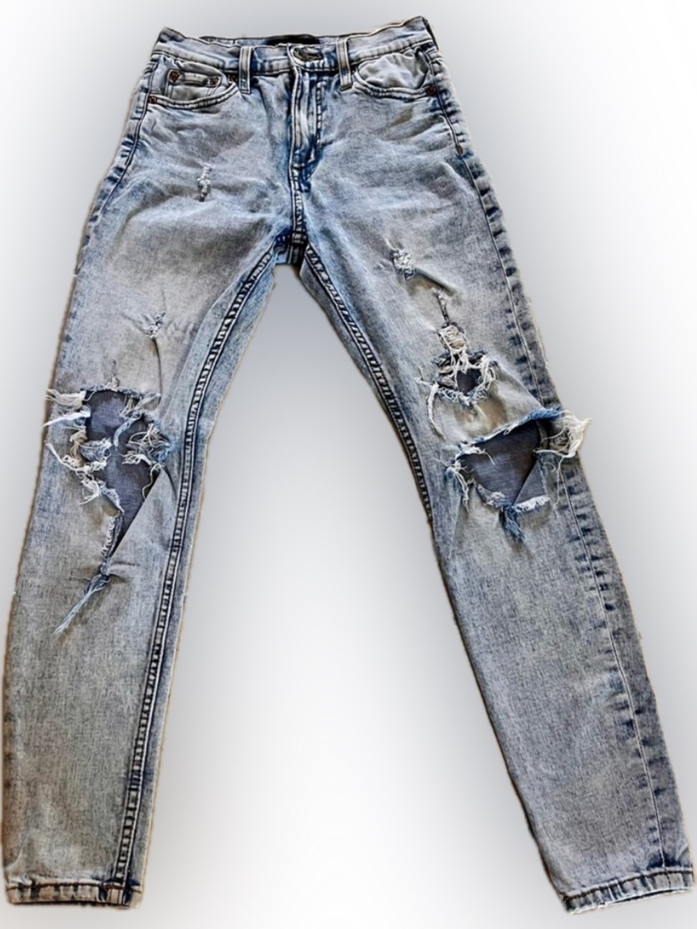 Aeropostale Cheeky High Rise Distressed Jeggings Light Blue SZ 0R Grunge Ripped